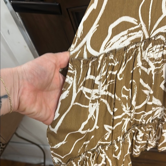 Floral Tan Mini Dress - Picture 3 of 5